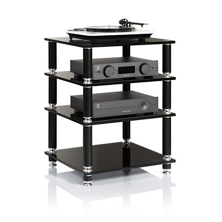 NorStone Stabbl Four Glass Shelf HI-FI Audio Rack Black