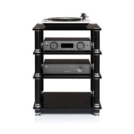 NorStone Stabbl Four Glass Shelf HI-FI Audio Rack Black